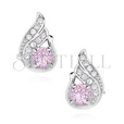 Silver (925) elegant earrings with light pink zirconia