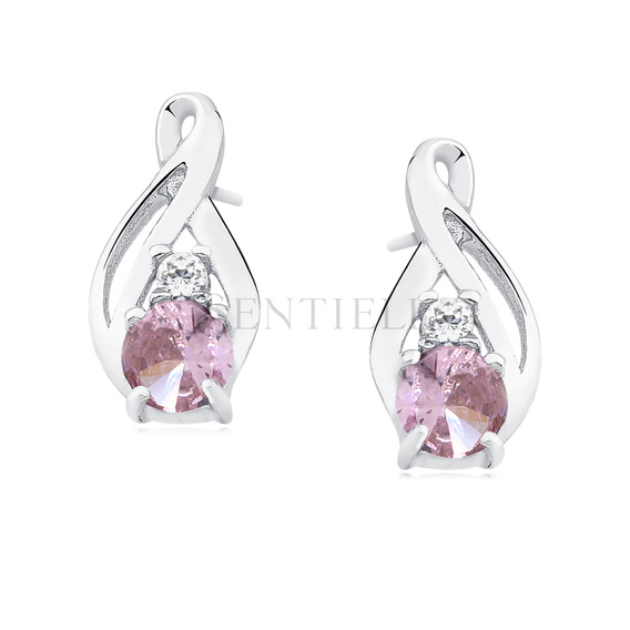 Silver (925) earrings with light pink zirconia