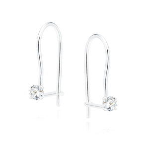 Silver (925) earrings round white zirconia diameter 3mm