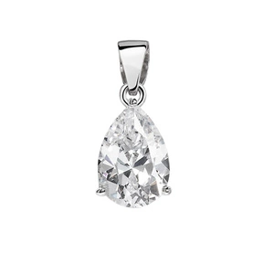 Silver (925) pendant tear-shaped white zirconia - 6mm x 8mm