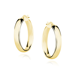 Silver (925) earrings hoops - highly polished, gold-plated