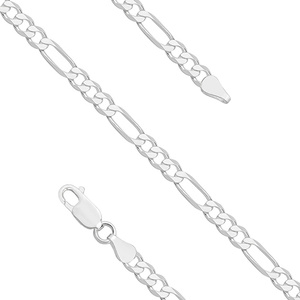 Silver (925) diamond-cut bracelet - figaro extra flat Ø 120