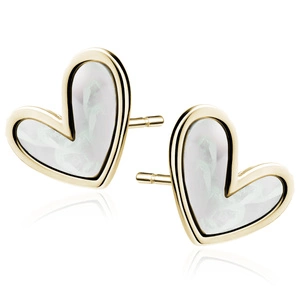 Silver (925) gold-plated earrings with Nacre - heart