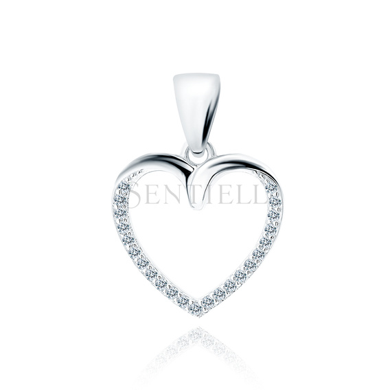 Silver (925) pendant heart with white zirconias