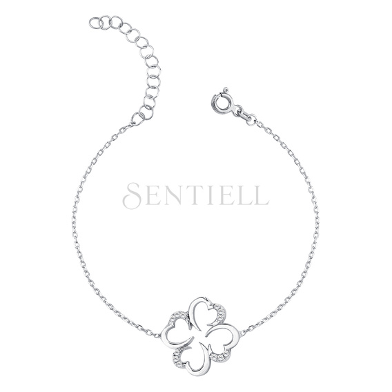 Silver (925) bracelet with zirconia - clover