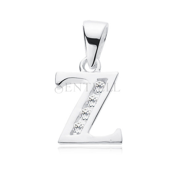 Silver (925) pendant white zirconia - letter Z