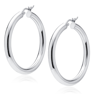Silver (925) earrings hoops - highly polished