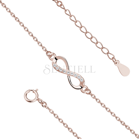 Silver (925) bracelet Infinity with zirconia rose gold-plated