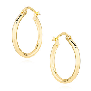 Silver (925) earrings hoops - highly polished, gold-plated