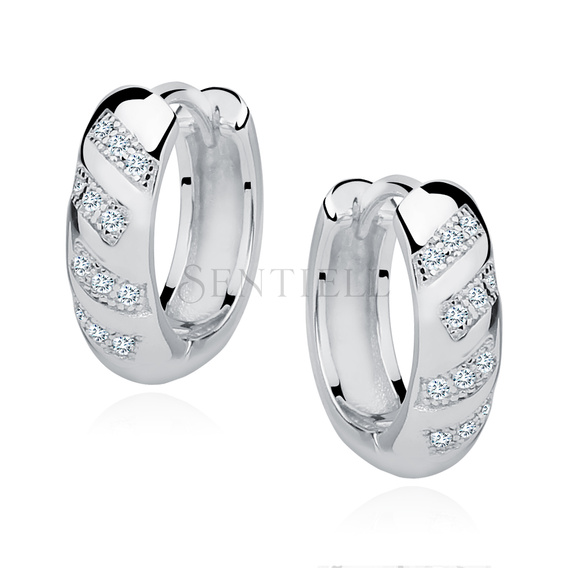 Silver (925) earrings hoop with zirconia