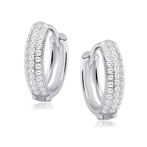 Silver (925) earrings hoop with zirconia