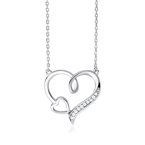 Silver (925) necklace - heart with zirconia