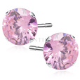Silver (925) earrings round pink zirconia diameter 10mm