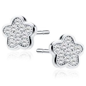 Silver (925) Earrings zirconia microsetting flowers