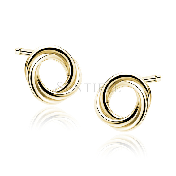 Silver (925) gold-plated earrings - intertwined circles