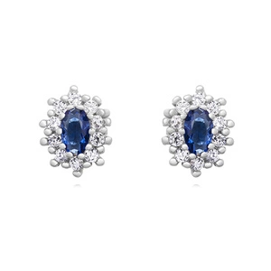 Silver (925) Earrings sapphire colored zirconia