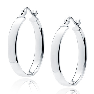 Silver (925) earrings hoops - highly polished