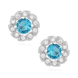 Silver (925) earrings with aquamarine zirconia