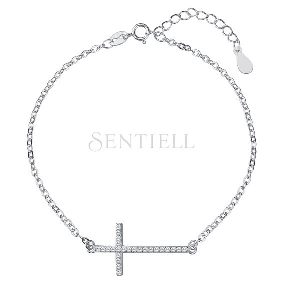 Silver (925) bracelet  - cross with zirconia