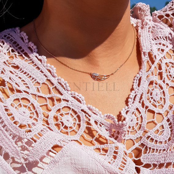 Silver (925) necklace - wing with zirconia, rose gold-plated