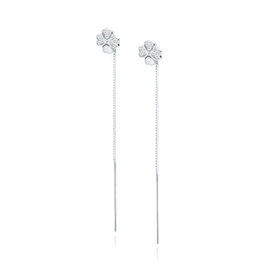 Silver (925) earrings - clover with white zirconias