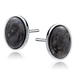 Silver (925) earings with black larvikite