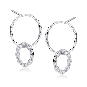 Silver (925) earrings - cirlces with zirconia