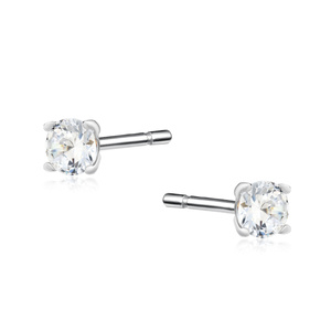 Silver (925) earrings white zirconia 3mm round