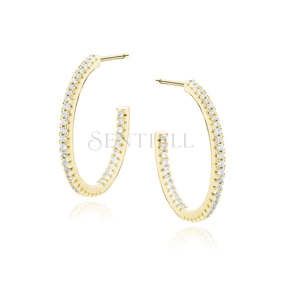 Silver (925) gold-plated earrings with white zirconias