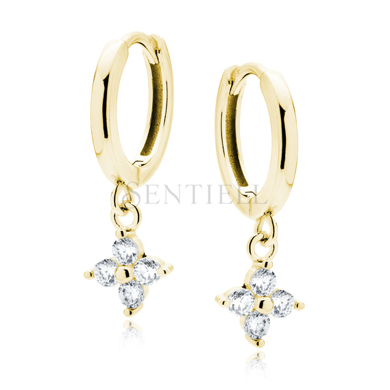 Silver (925) gold-plated earrings flower with white zirconias