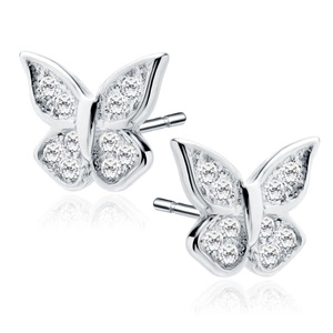 Silver (925) butterfly earrings with zirconia