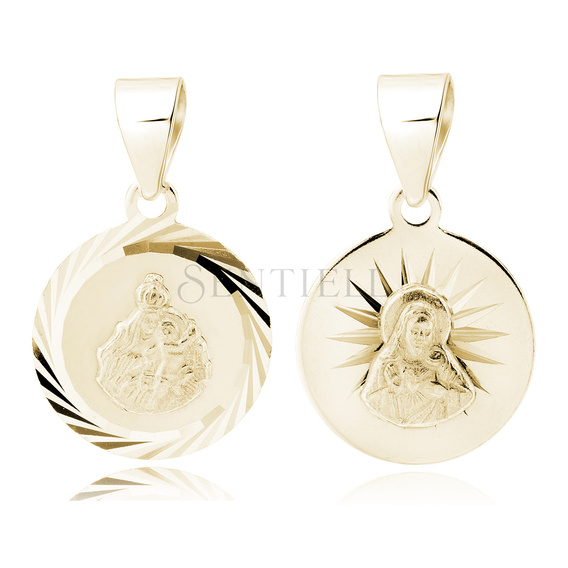 Silver (925) gold-plated pendant diamond cut - Scapular Mary / Jesus