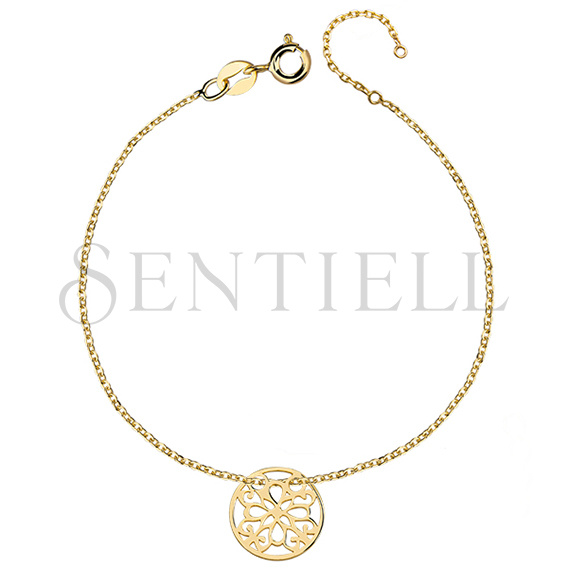 Silver (925) bracelet with open-work circle, gold-plated