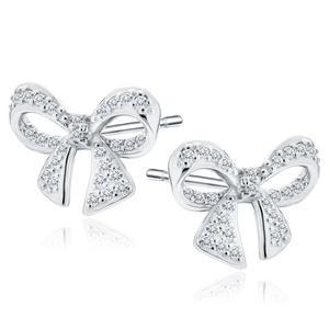 Silver (925) earrings bows with white zirconias