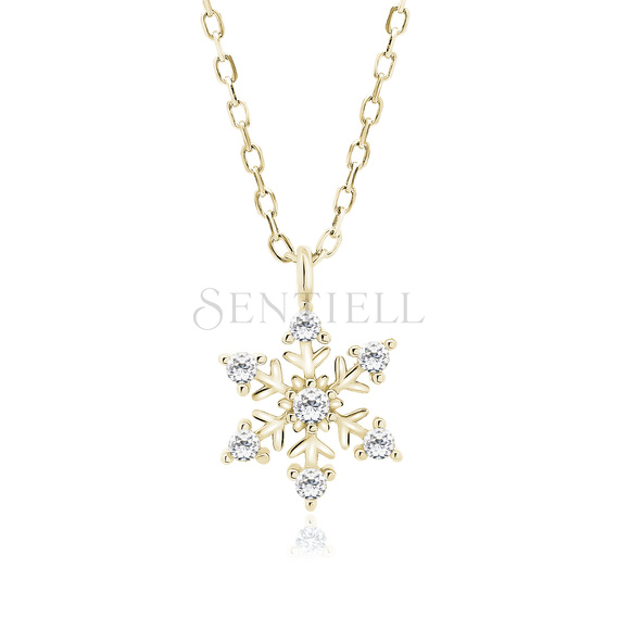 Silver (925) gold-plated necklace snowflake with white zirconias