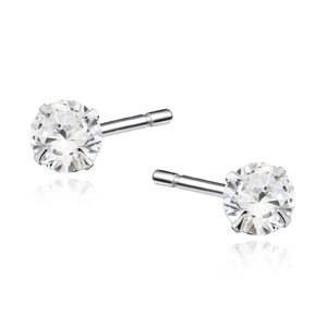 Silver (925) earrings round white zirconia diameter 5mm