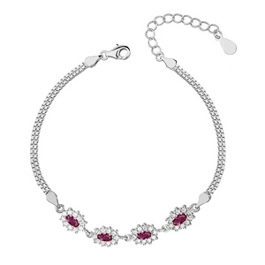 Silver (925) fashionable bracelet with ruby zirconias