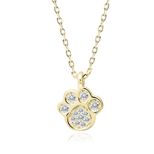 Silver (925) necklace - gold-plated dog / cat paw