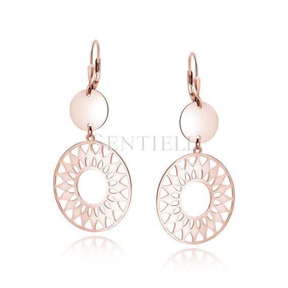 Silver (925) rose gold-plated earrings - mandala with circle