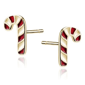 Silver (925) gold-plated red and white candy cane