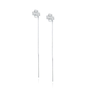 Silver (925) earrings - clover with white zirconias