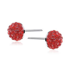 Silver (925) red earrings - half ball