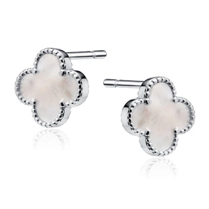 Silver (925) gold-plated earrings with mother of pearl - quatrefoil