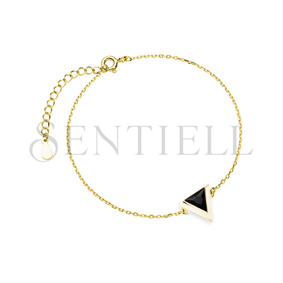 Silver (925) gold-plated bracelet - triangle with black zirconia