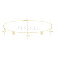 Silver (925) choker necklace with round pendants and crosses, gold-plated