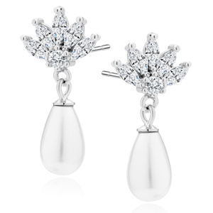 Silver (925) earrings with pearls and white zirconias