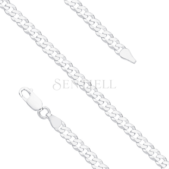 Silver (925) diamond-cut bracelet - curb extra flat Ø 120