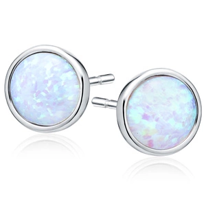 Silver (925) earings with white-green opal