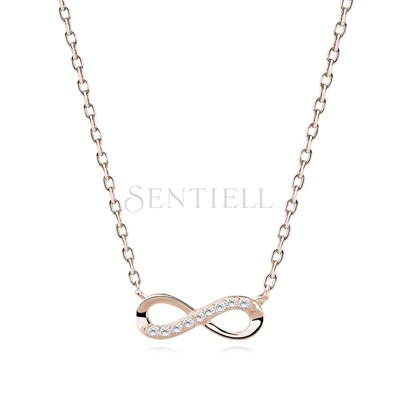 Silver (925) necklace Infinity with zirconia rose gold-plated