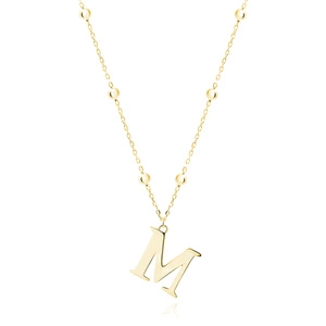 Silver (925) gold-plated necklace - letter M on chain with balls